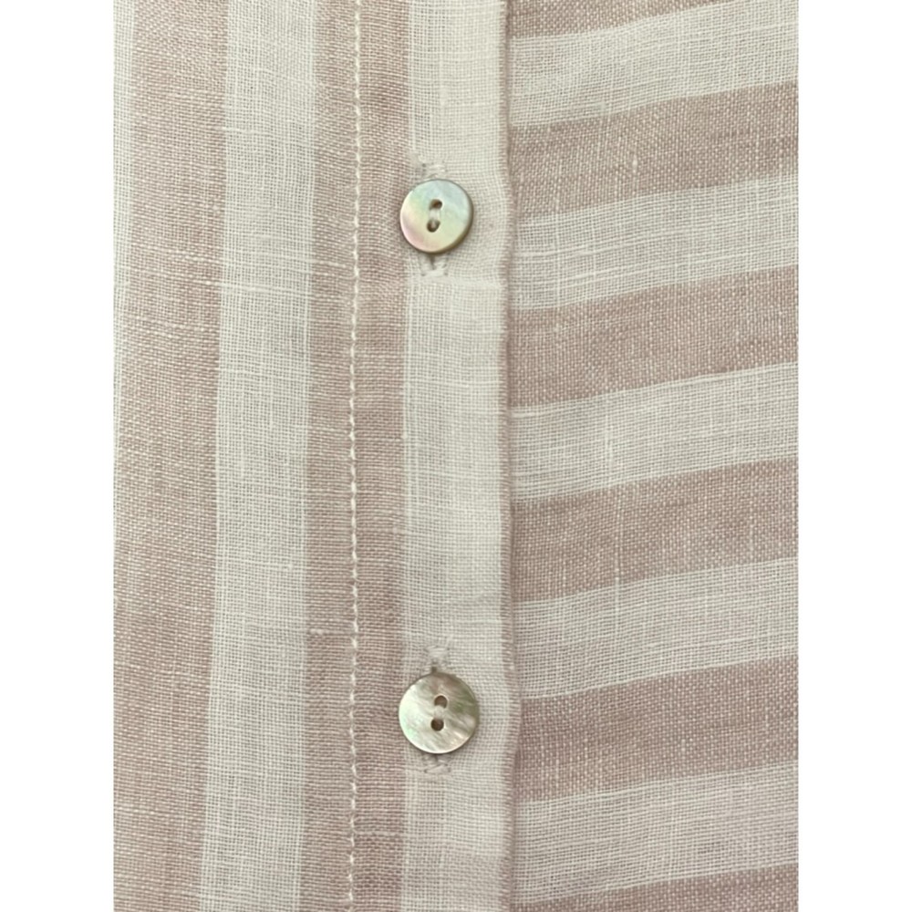 St. Tropez 100% Linen Neutral Beach Minimalist Button Shirt Women’s Large d128 - Picture 12 of 12
